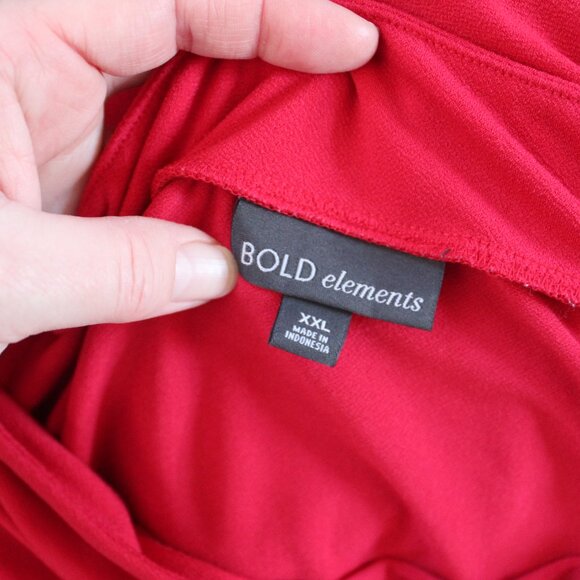 Bold Elements XXL Bright Red Cut-Out Arm Blouse Top Long Sleeve - Picture 10 of 11